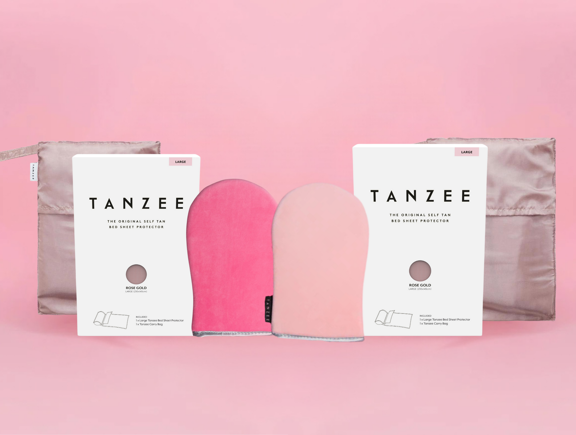 Tanzee Besties bundle: 2 self tan bed-sheet protectors + 2 free mitts