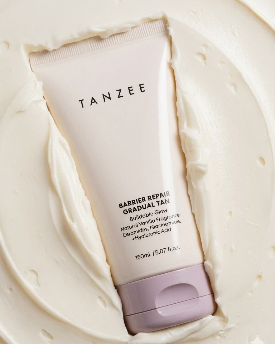 Tanzee barrier repair gradual tan cream tube on a white background