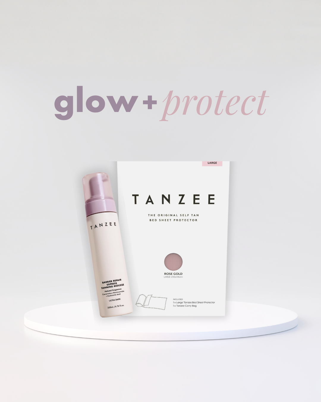 The Glow and Protect Set - 1 x Tanning Mousse + 1 x Self tan bed sheet protector